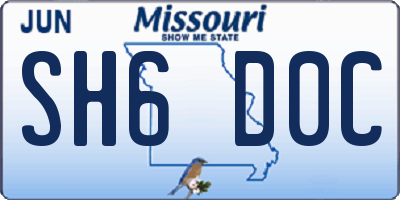 MO license plate SH6D0C