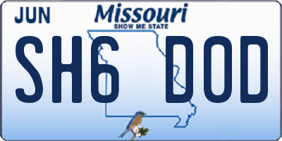 MO license plate SH6D0D