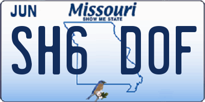 MO license plate SH6D0F