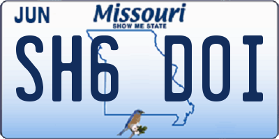 MO license plate SH6D0I