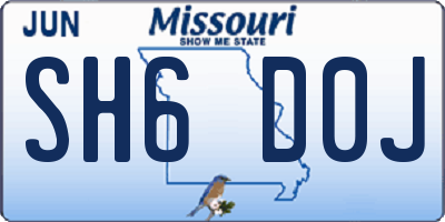 MO license plate SH6D0J