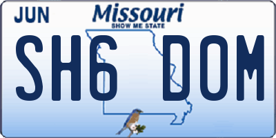 MO license plate SH6D0M