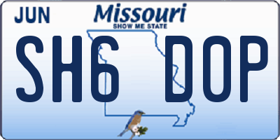 MO license plate SH6D0P