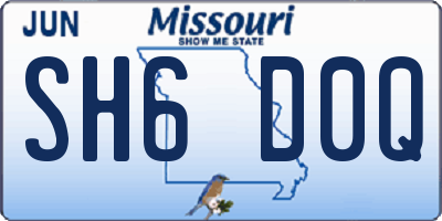 MO license plate SH6D0Q
