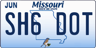 MO license plate SH6D0T