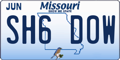 MO license plate SH6D0W