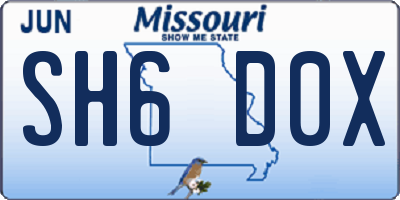 MO license plate SH6D0X