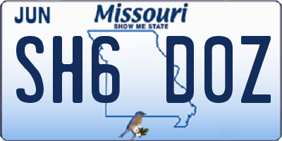 MO license plate SH6D0Z