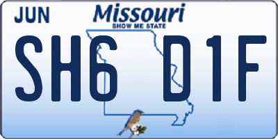 MO license plate SH6D1F