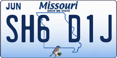 MO license plate SH6D1J