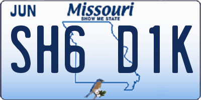 MO license plate SH6D1K