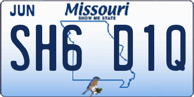 MO license plate SH6D1Q