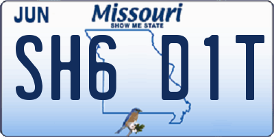 MO license plate SH6D1T