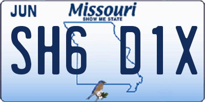 MO license plate SH6D1X