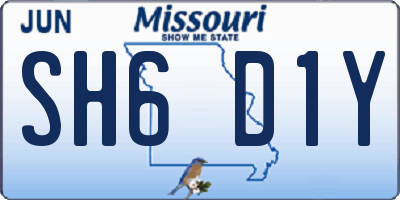 MO license plate SH6D1Y