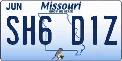 MO license plate SH6D1Z