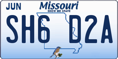 MO license plate SH6D2A