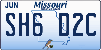 MO license plate SH6D2C