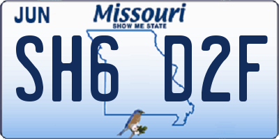 MO license plate SH6D2F