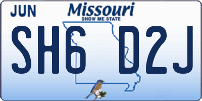 MO license plate SH6D2J