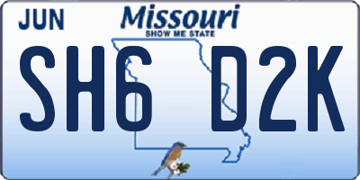 MO license plate SH6D2K