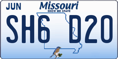 MO license plate SH6D2O