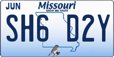 MO license plate SH6D2Y