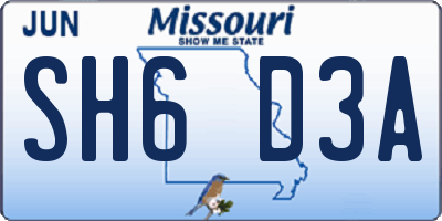 MO license plate SH6D3A