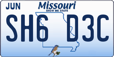 MO license plate SH6D3C