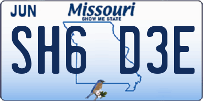 MO license plate SH6D3E
