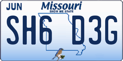 MO license plate SH6D3G