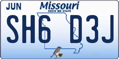 MO license plate SH6D3J