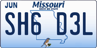 MO license plate SH6D3L