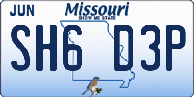 MO license plate SH6D3P
