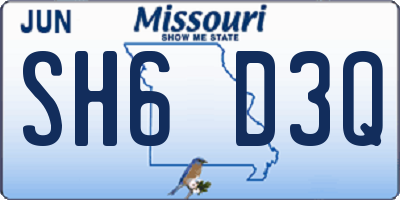 MO license plate SH6D3Q