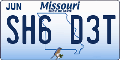 MO license plate SH6D3T
