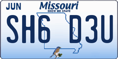 MO license plate SH6D3U