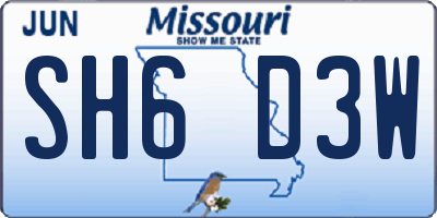 MO license plate SH6D3W
