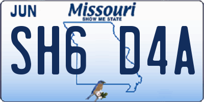 MO license plate SH6D4A