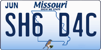 MO license plate SH6D4C