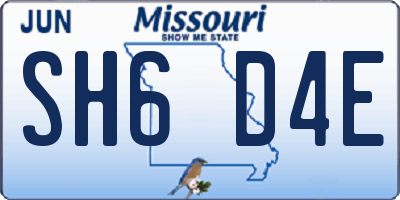 MO license plate SH6D4E