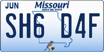 MO license plate SH6D4F