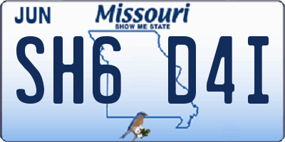 MO license plate SH6D4I