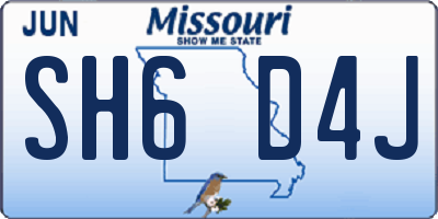 MO license plate SH6D4J