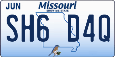MO license plate SH6D4Q