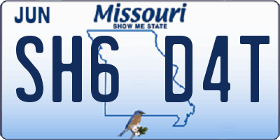 MO license plate SH6D4T