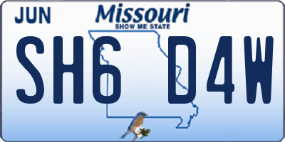 MO license plate SH6D4W