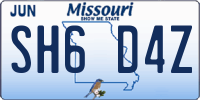 MO license plate SH6D4Z