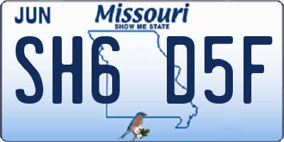 MO license plate SH6D5F