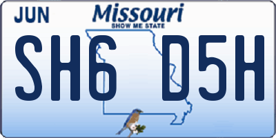 MO license plate SH6D5H